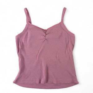 y2k Lord & Taylor baby pink lettuce trim camisole